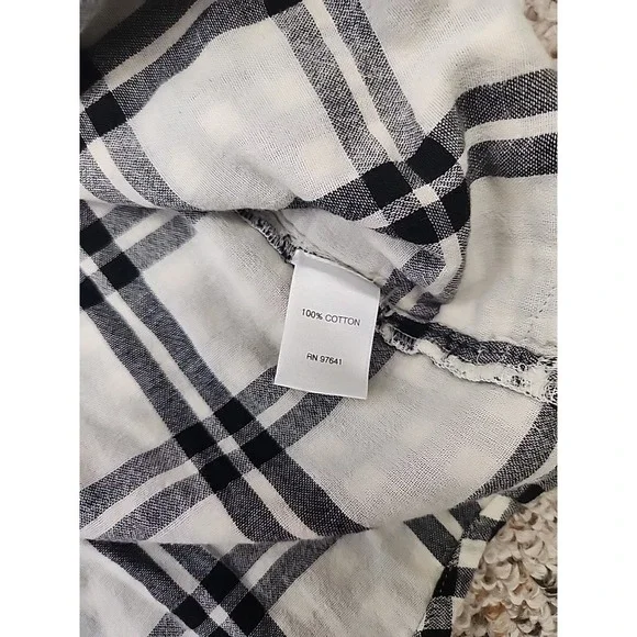 J. Jill Checkered Half Button Placket Long Sleeve Top w/ Pockets Sz L - Picture 5 of 7